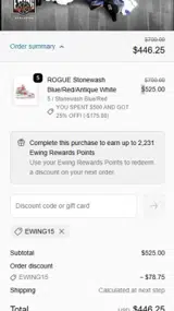 EWING15 coupon verification screenshot