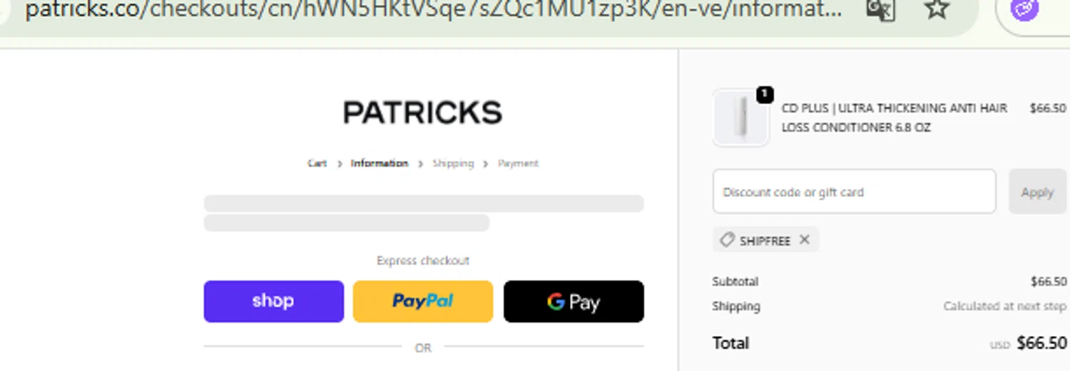Patricks US promo code screenshot showing code SHIPFREE applied at Patricks US checkout page. Uploaded by SimplyCodes community member CashMaestro9337 on Nov 14, 2025