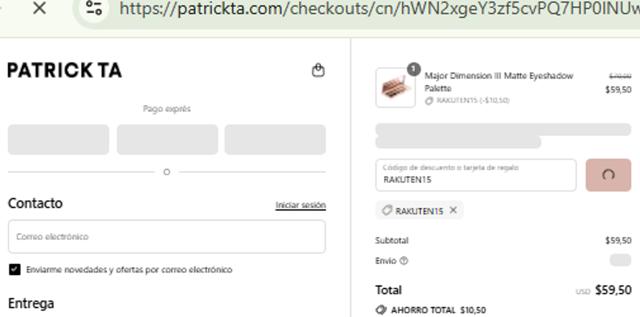 Patrick Ta checkout page showing Patrick Ta discount code box | Screenshot taken by SimplyCodes community member on Sep 14, 2025