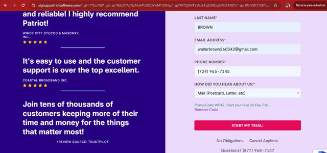 Patriot Software checkout page showing Patriot Software promo code box | Screenshot taken by SimplyCodes community member on May 30, 2025