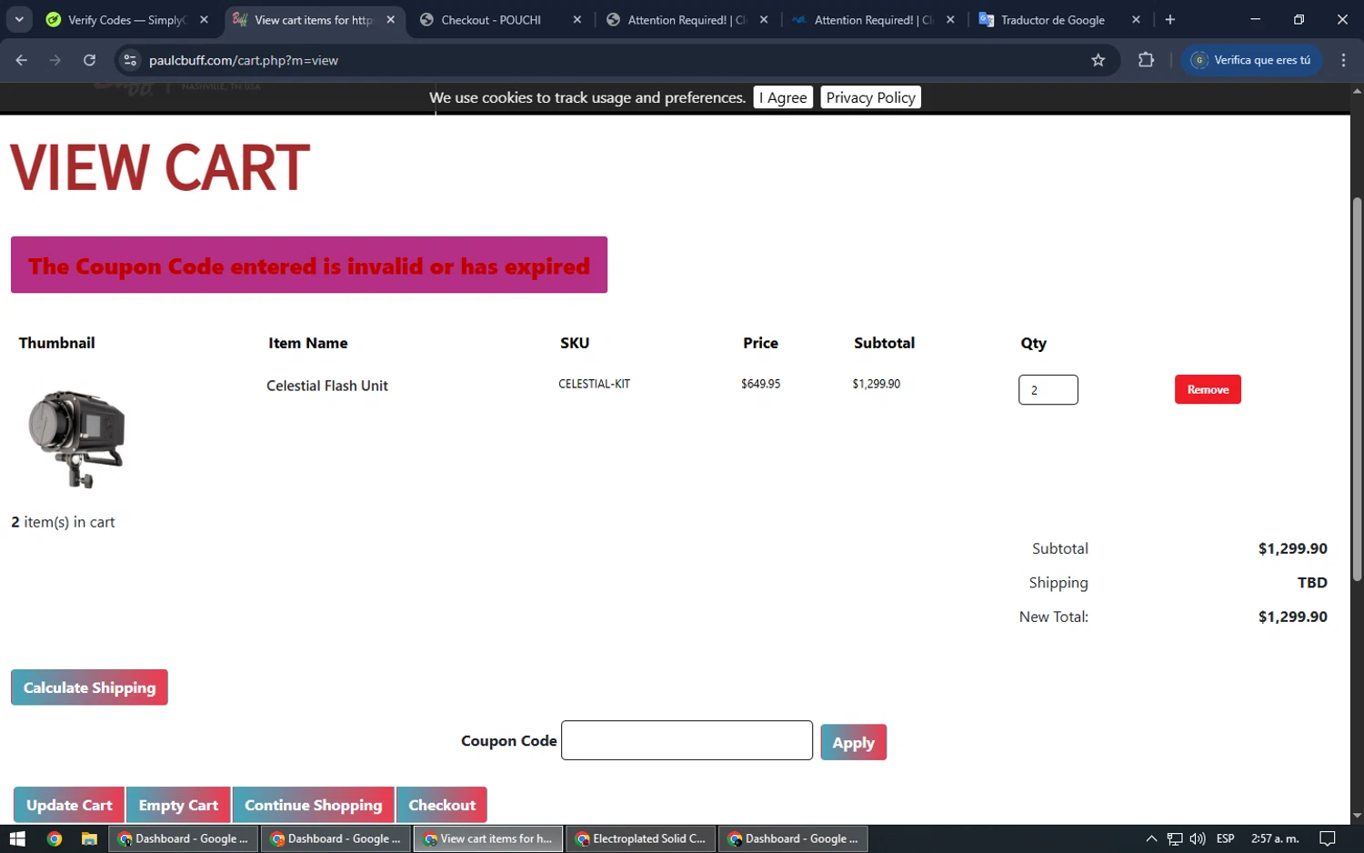 Paul C. Buff promo code screenshot showing code STAYHOME applied at Paul C. Buff checkout page. Uploaded by SimplyCodes community member TOUSEN on Apr 22, 2025
