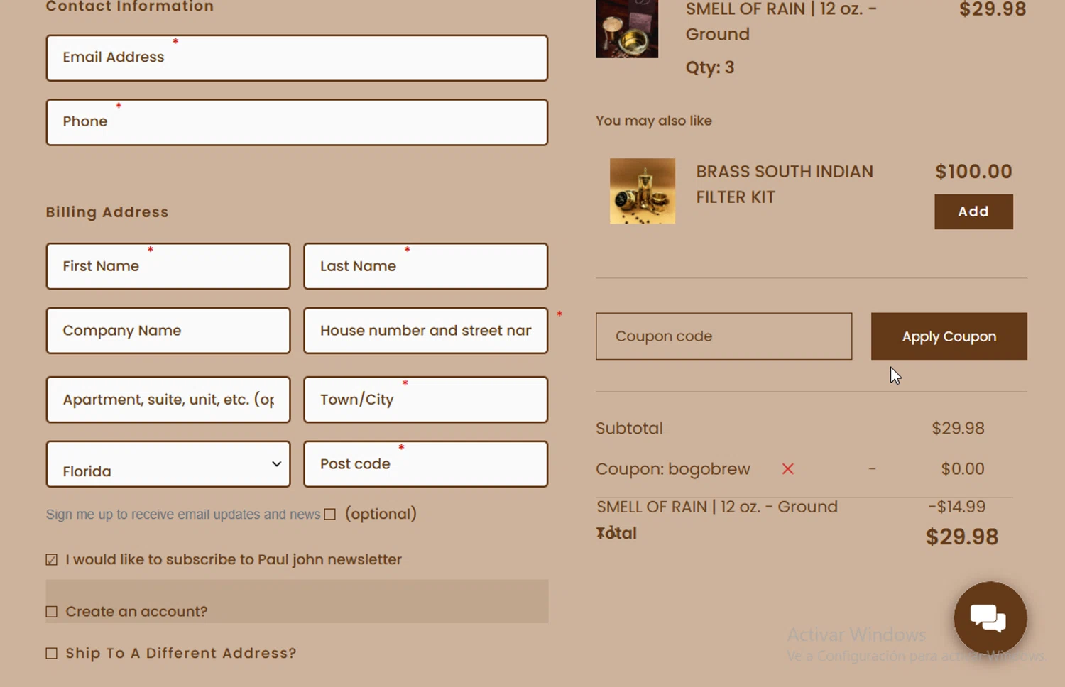 Paul John Caffeine promo code screenshot showing code bogobrew applied at Paul John Caffeine checkout page. Uploaded by SimplyCodes community member VictoriousElite9587 on Sep 22, 2025