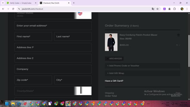 Paul Smith checkout page showing Paul Smith promo code box | Screenshot taken by SimplyCodes community member on Mar 20, 2025