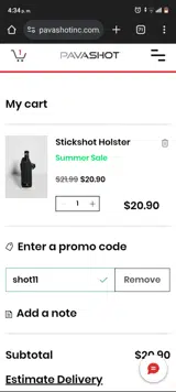 PAVASHOT coupon verification screenshot
