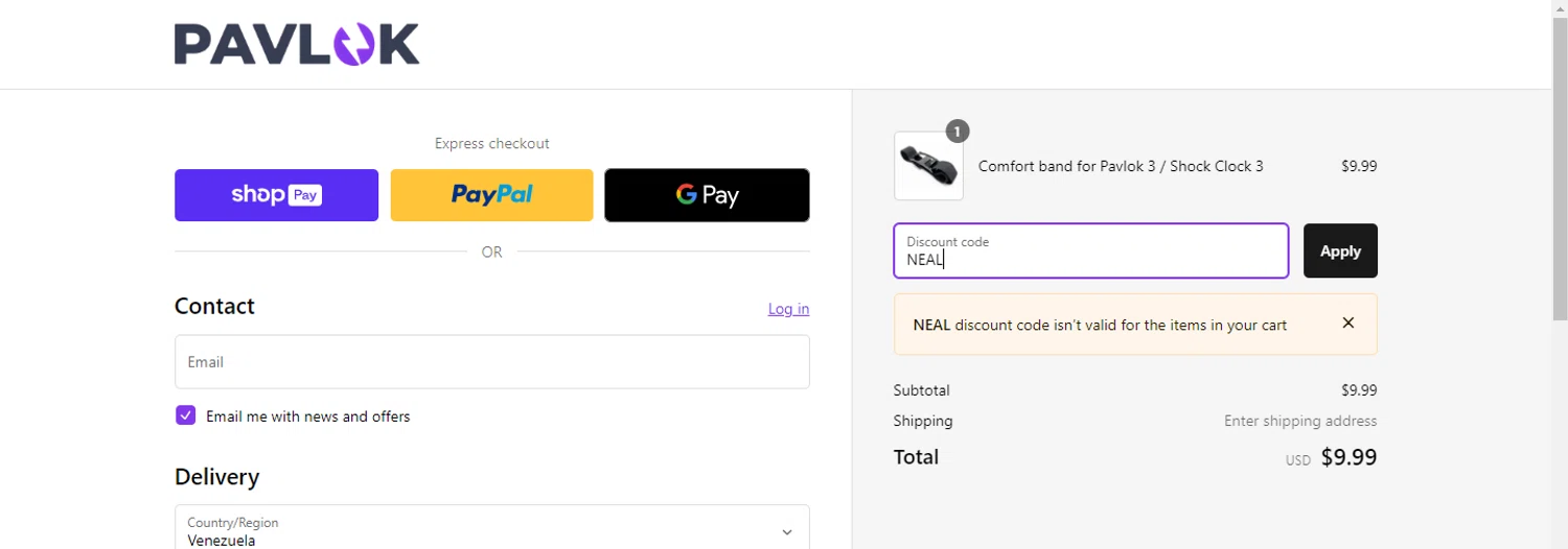 where to use Pavlok promo code box