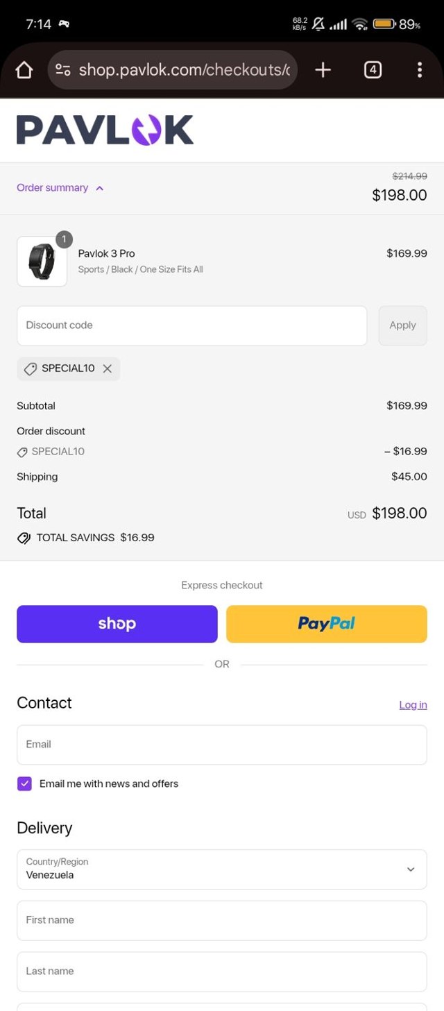 Pavlok checkout page showing Pavlok promo code box | Screenshot taken by SimplyCodes community member on Sep 3, 2025