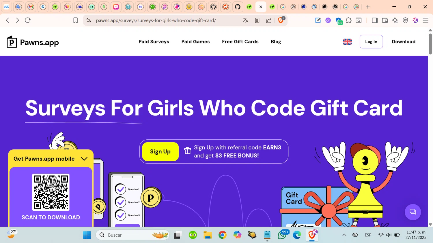 Pawns.app promo code screenshot showing code EAR3 applied at Pawns.app checkout page. Uploaded by SimplyCodes community member cosita on Nov 28, 2025