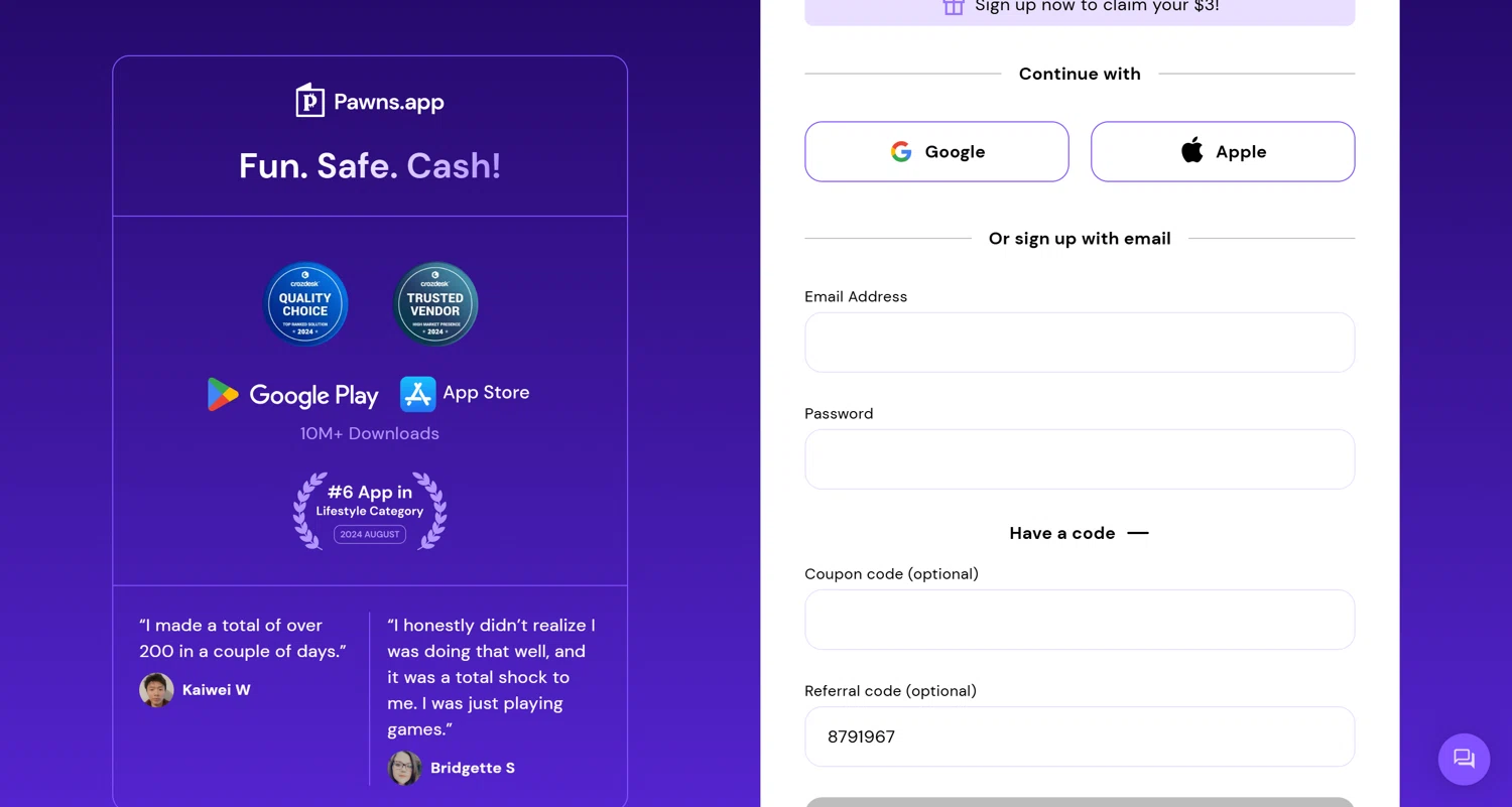 Pawns.app promo code screenshot showing code 8791967 applied at Pawns.app checkout page. Uploaded by SimplyCodes community member itspatinhas on Nov 25, 2025
