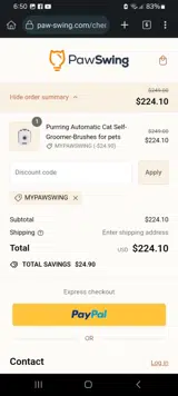 MYPAWSWING coupon verification screenshot