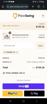 PAWSET19 coupon verification screenshot