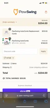 IVY20 coupon verification screenshot