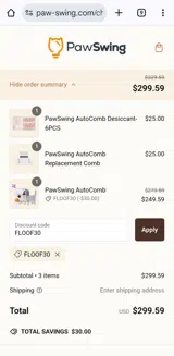 FLOOF30 coupon verification screenshot