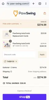 TABBY30 coupon verification screenshot