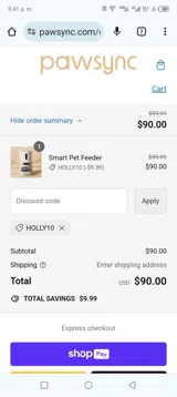 HOLLY10 coupon verification screenshot