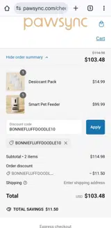 BONNIEFLUFFDOODLE10 coupon verification screenshot