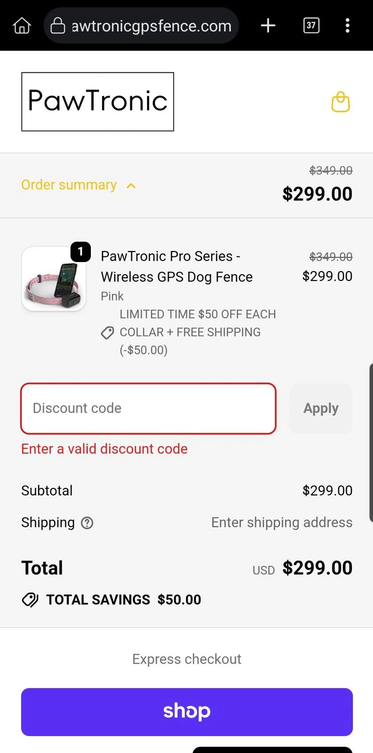 PawTronic discount code screenshot showing code FATHER applied at PawTronic checkout page. Uploaded by SimplyCodes community member Carloslvz on Sep 23, 2025