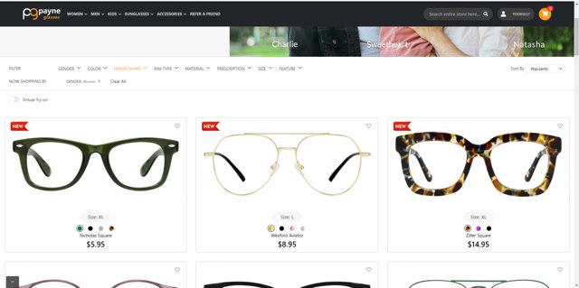 Payne Glasses checkout page showing Payne Glasses coupon code box | Screenshot taken by SimplyCodes community member on Sep 8, 2024
