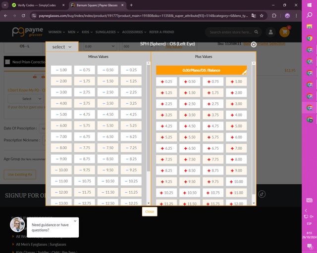 Payne Glasses checkout page showing Payne Glasses coupon code box | Screenshot taken by SimplyCodes community member on Oct 26, 2024