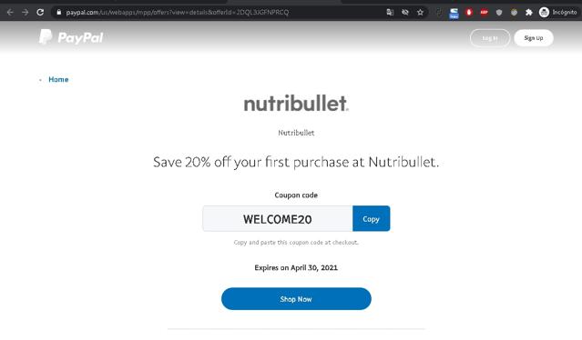 PayPal checkout page showing PayPal promo code box | Screenshot taken by SimplyCodes community member on Apr 30, 2021