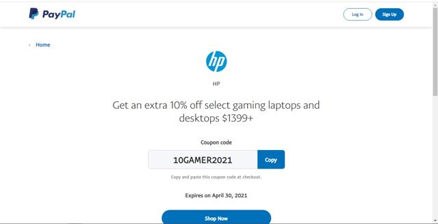 PayPal checkout page showing PayPal promo code box | Screenshot taken by SimplyCodes community member on Apr 21, 2021