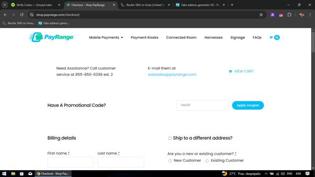 PayRange checkout page showing PayRange promo code box | Screenshot taken by SimplyCodes community member on Sep 9, 2024
