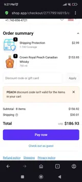PEACH coupon verification screenshot