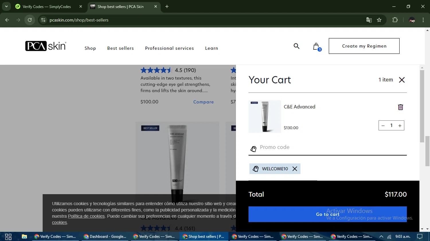 where to use PCA Skin promo code box