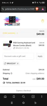 BRUCE247 coupon verification screenshot