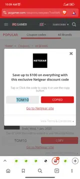 TOM10 coupon verification screenshot