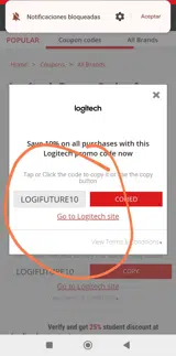 LOGIFUTURE10 coupon verification screenshot