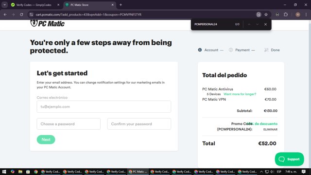 PC Matic checkout page showing PC Matic promo code box | Screenshot taken by SimplyCodes community member on Dec 6, 2024