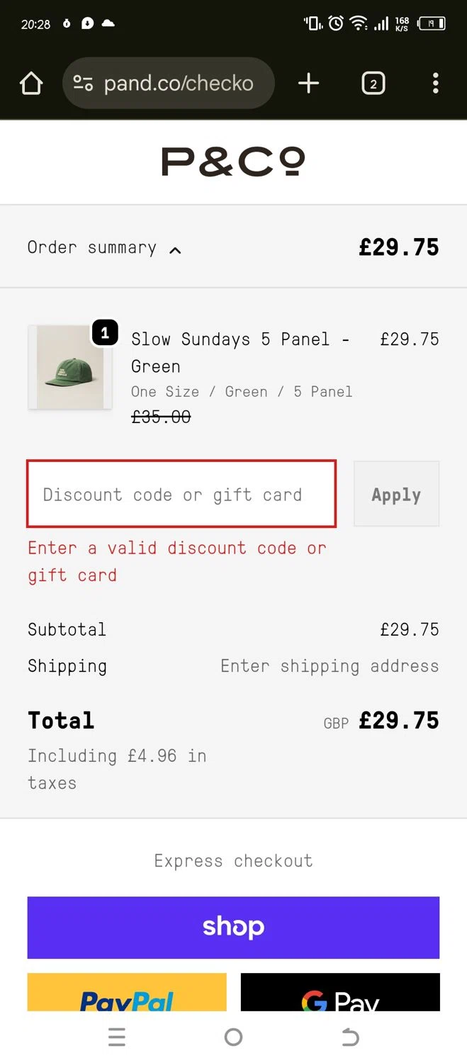 P&Co promo code screenshot showing code WELCOME15 applied at P&Co checkout page. Uploaded by SimplyCodes community member Sheele_Icon on Nov 20, 2025
