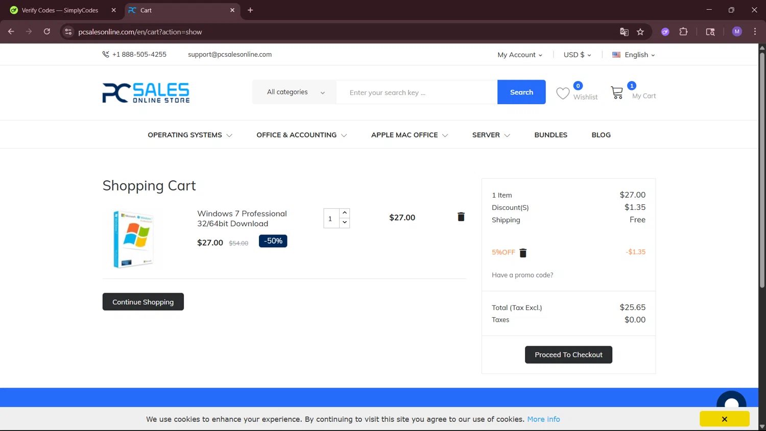 PC Sales Online promo code screenshot showing code 5%OFF applied at PC Sales Online checkout page. Uploaded by SimplyCodes community member MightyShopper3015 on Jun 11, 2025
