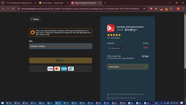 PDF Expert checkout page showing PDF Expert promo code box | Screenshot taken by SimplyCodes community member on Jul 10, 2025