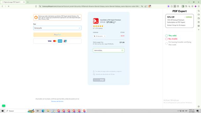 PDF Expert checkout page showing PDF Expert promo code box | Screenshot taken by SimplyCodes community member on Jul 25, 2025