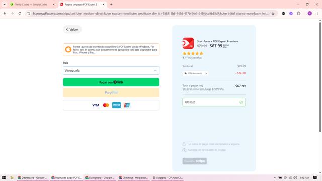 PDF Expert checkout page showing PDF Expert promo code box | Screenshot taken by SimplyCodes community member on Sep 9, 2025