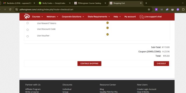 PDHengineer checkout page showing PDHengineer discount code box | Screenshot taken by SimplyCodes community member on Aug 11, 2025