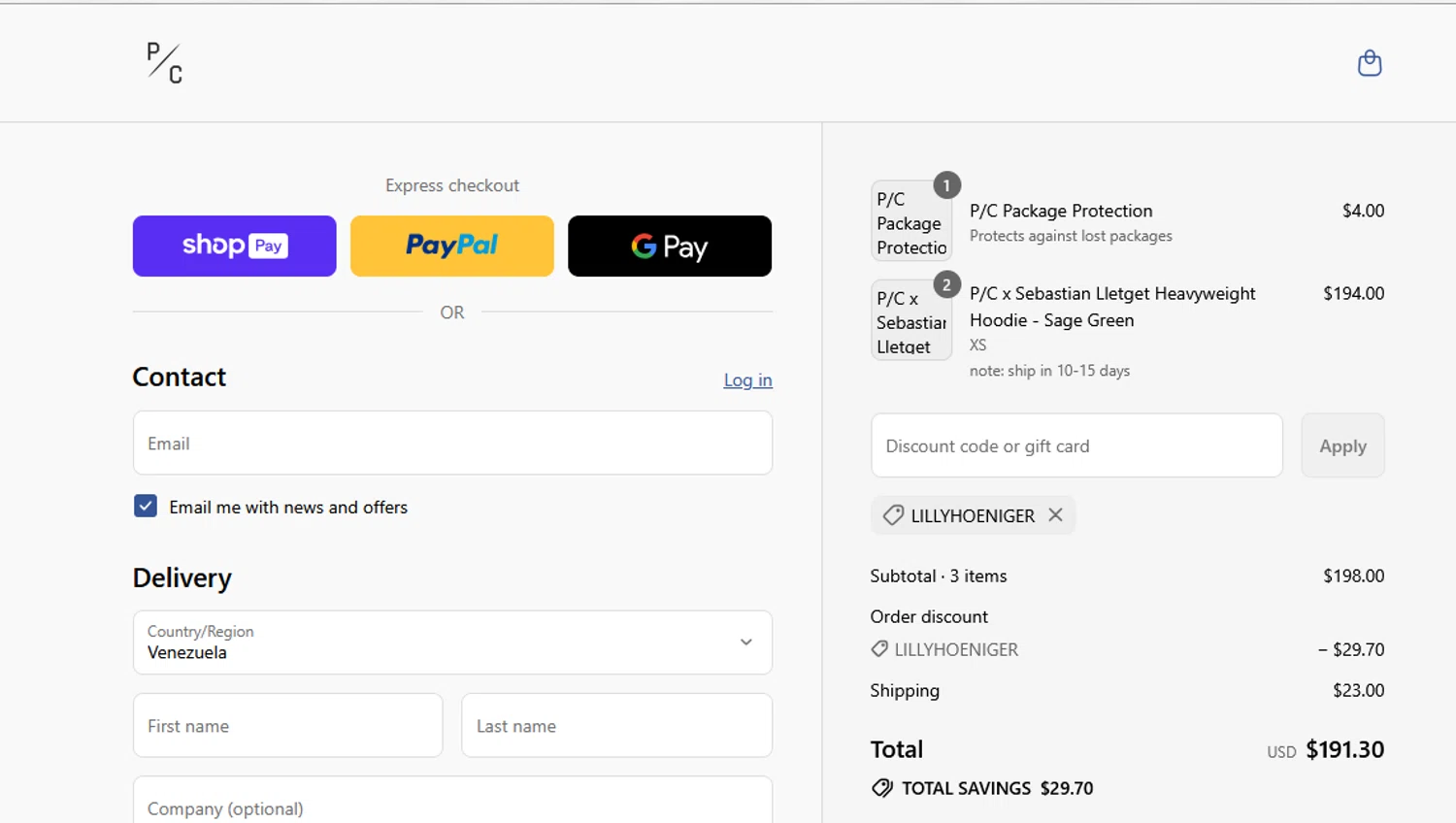 Peace Collective discount code screenshot showing code LILLYHOENIGER applied at Peace Collective checkout page. Uploaded by SimplyCodes community member CRYSTALSUICINE on Jul 25, 2025