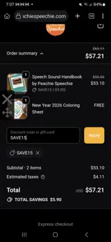 SAVE15 coupon verification screenshot