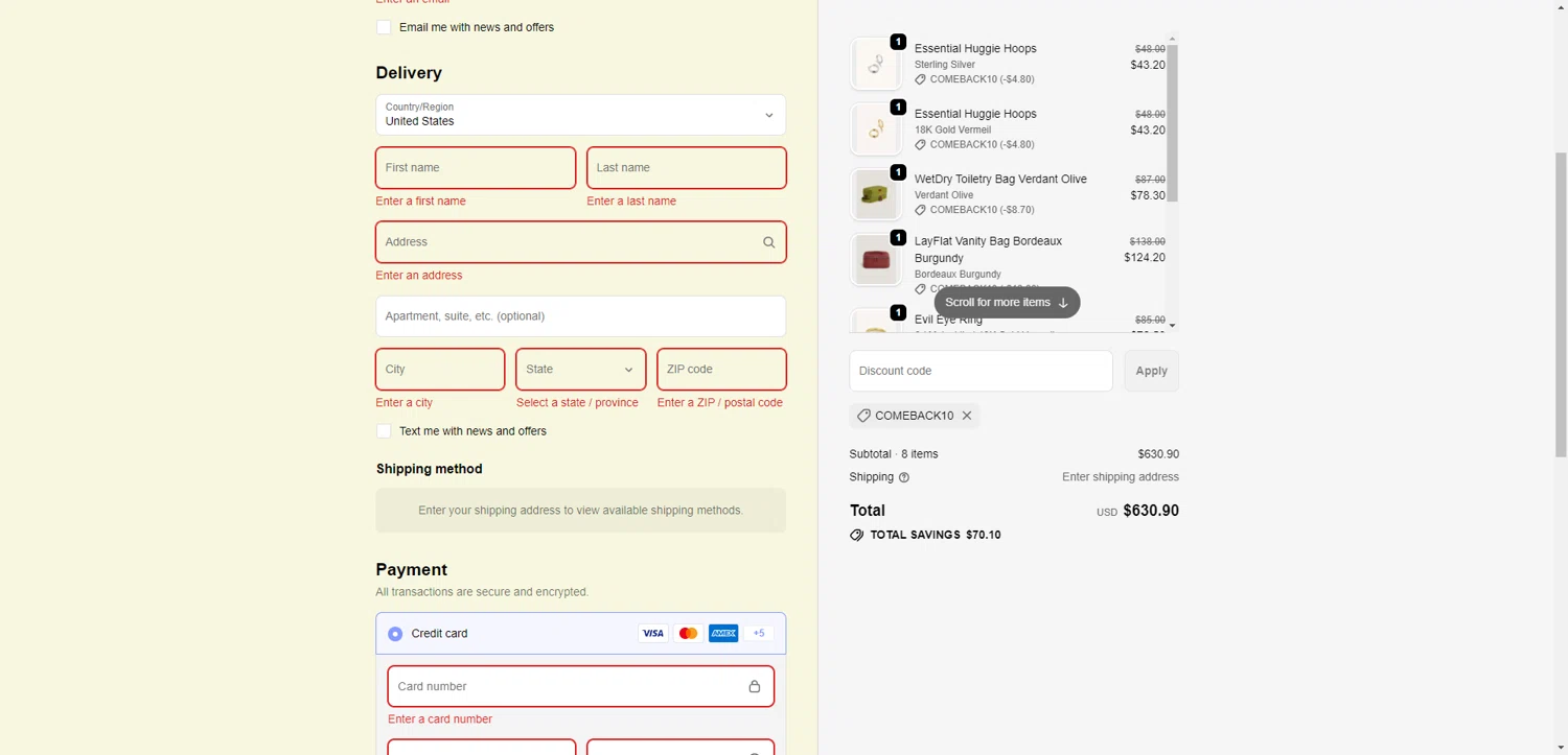 PEACHMIND promo code screenshot showing code COMEBACK10 applied at PEACHMIND checkout page. Uploaded by SimplyCodes community member SwiftCurator4059 on Dec 28, 2025