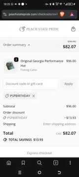 PSPBIRTHDAY coupon verification screenshot