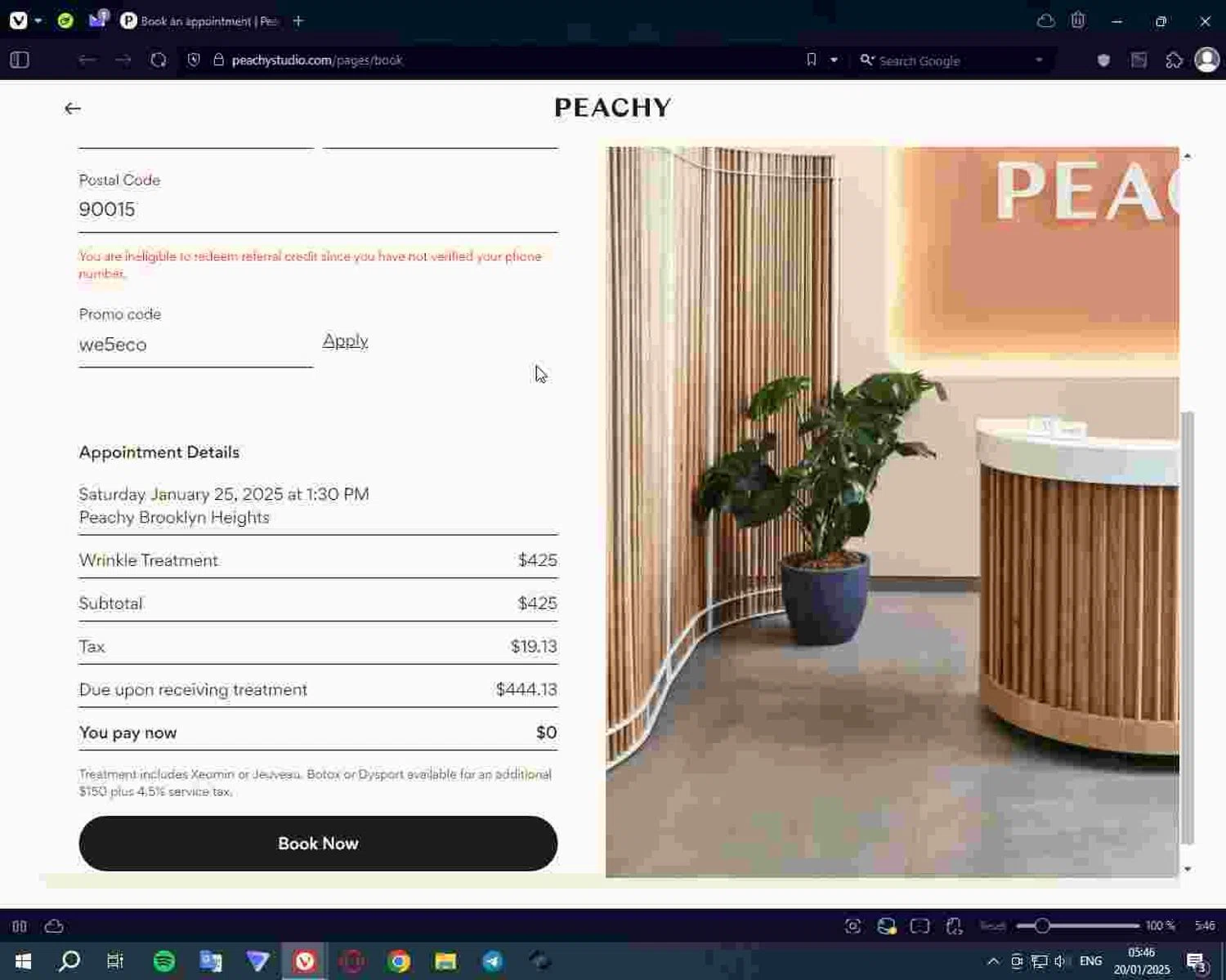 Peachy Studio promo code screenshot showing code we5eco applied at Peachy Studio checkout page. Uploaded by SimplyCodes community member Deadpool on Jan 20, 2025