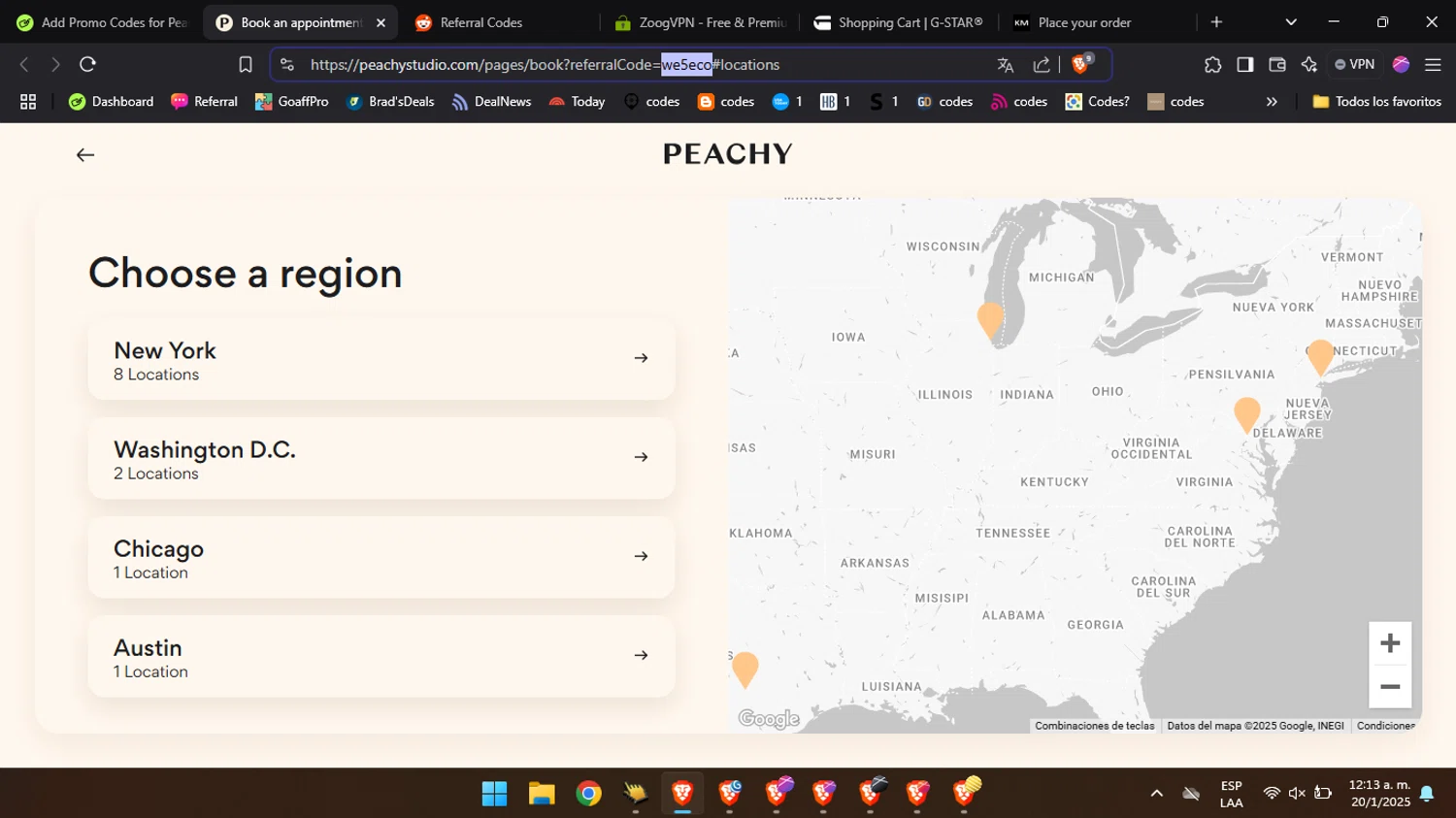 Peachy Studio promo code screenshot showing code we5eco applied at Peachy Studio checkout page. Uploaded by SimplyCodes community member BabaYaga on Jan 20, 2025