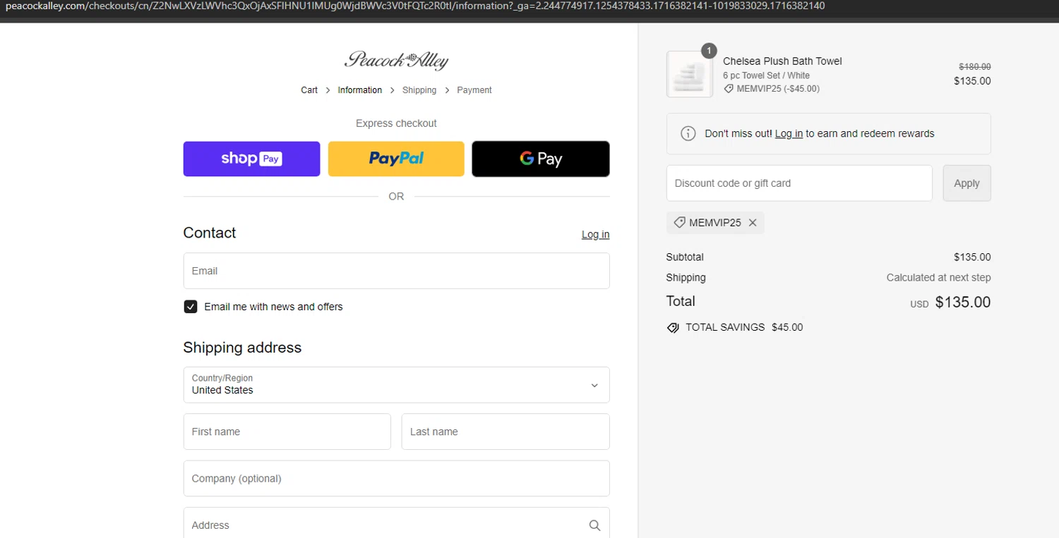 Peacock Alley Promo Codes 25 Off June 2024