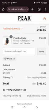 Oct5 coupon verification screenshot