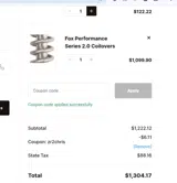 Peak Suspension coupon verification screenshot