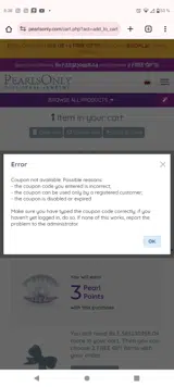 REDTAG coupon verification screenshot