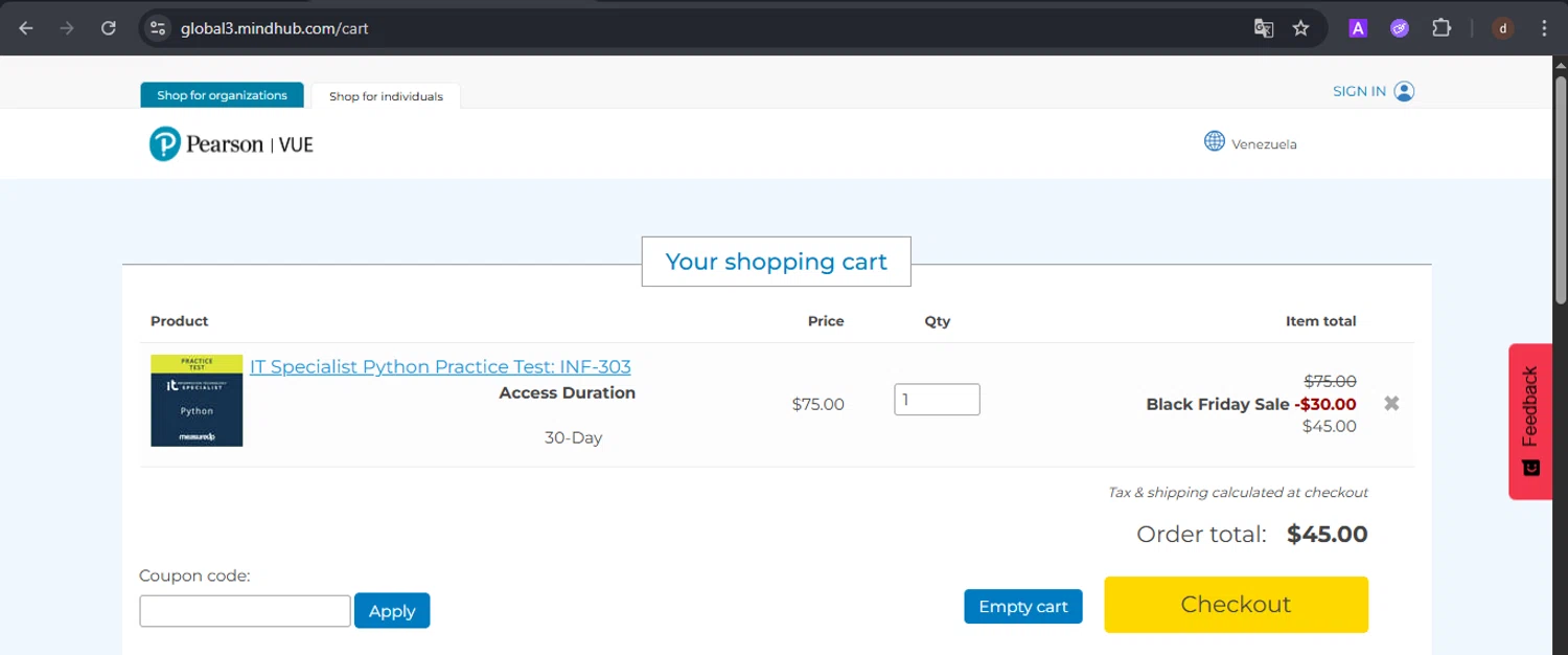 Pearson promo code screenshot showing code BFSAVE40 applied at Pearson checkout page. Uploaded by SimplyCodes community member VoucherSpotter9376 on Dec 4, 2025