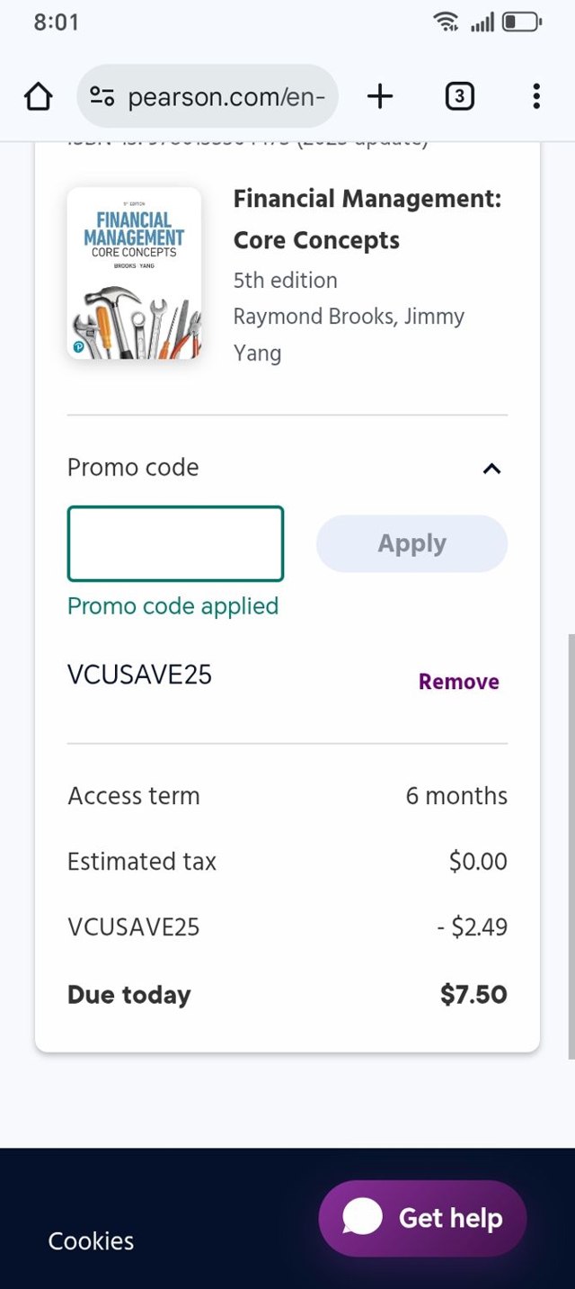 Pearson checkout page showing Pearson promo code box | Screenshot taken by SimplyCodes community member on Sep 2, 2025