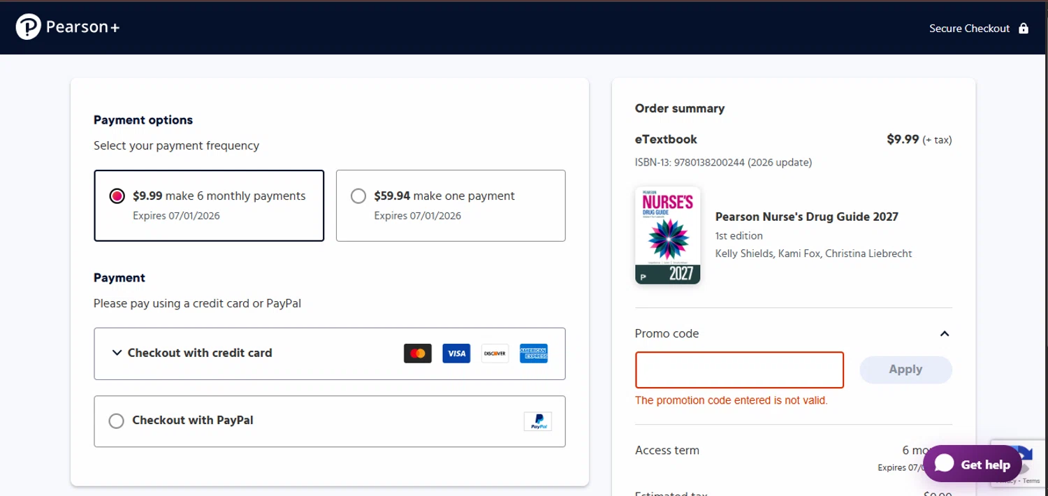 Pearson promo code screenshot showing code VCUSAVE25 applied at Pearson checkout page. Uploaded by SimplyCodes community member juanisaac on Jan 1, 2026